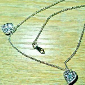 Anklet Bracelet 925 Sterling Silver Hearts Cubic Z